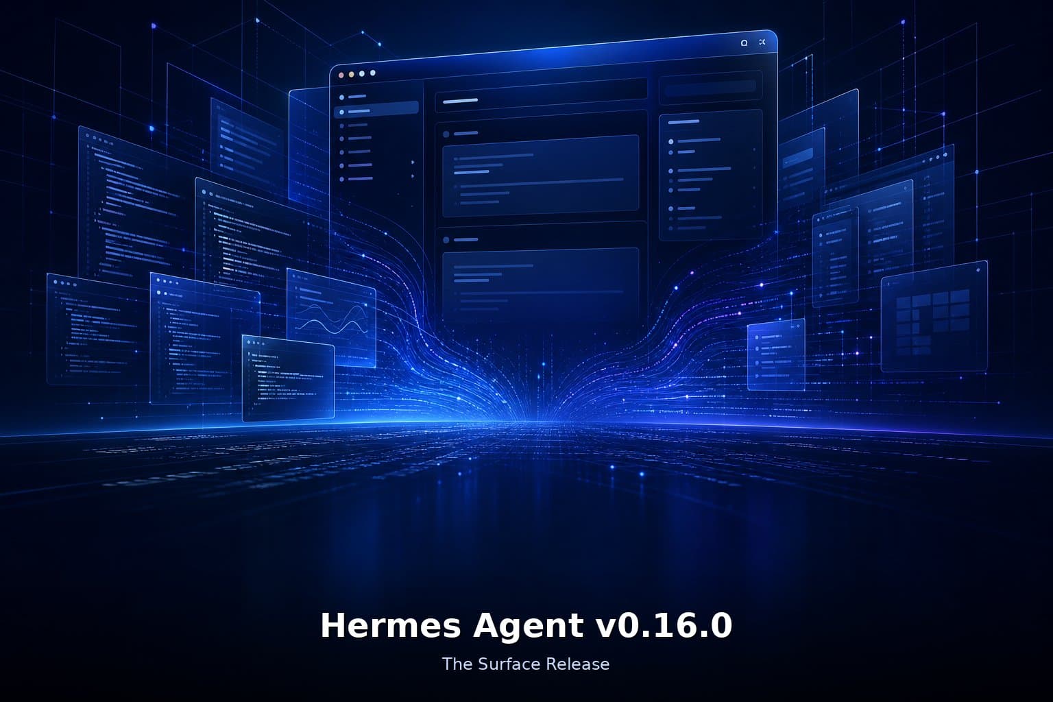 Hermes Agent v0.16.0 The Surface Release - native desktop app hero image